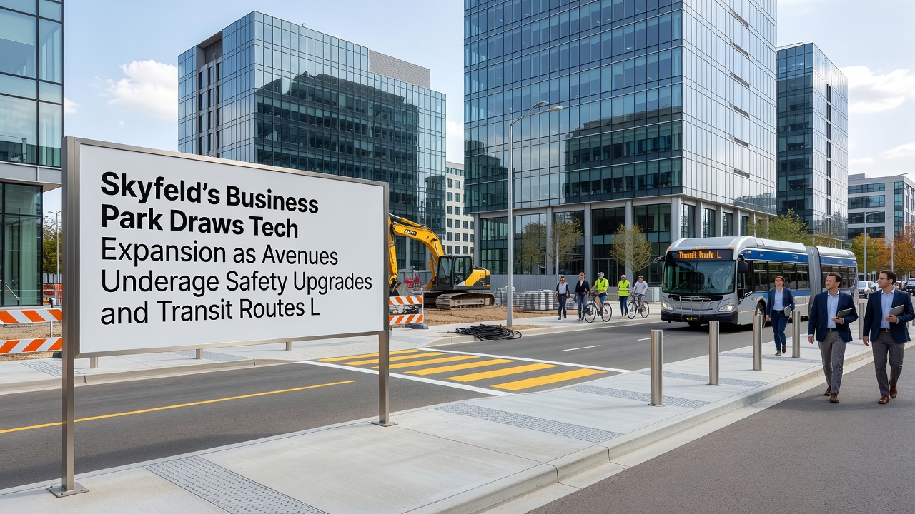 Transit route extension and avenue safety upgrades in progress near Skyfeld business park